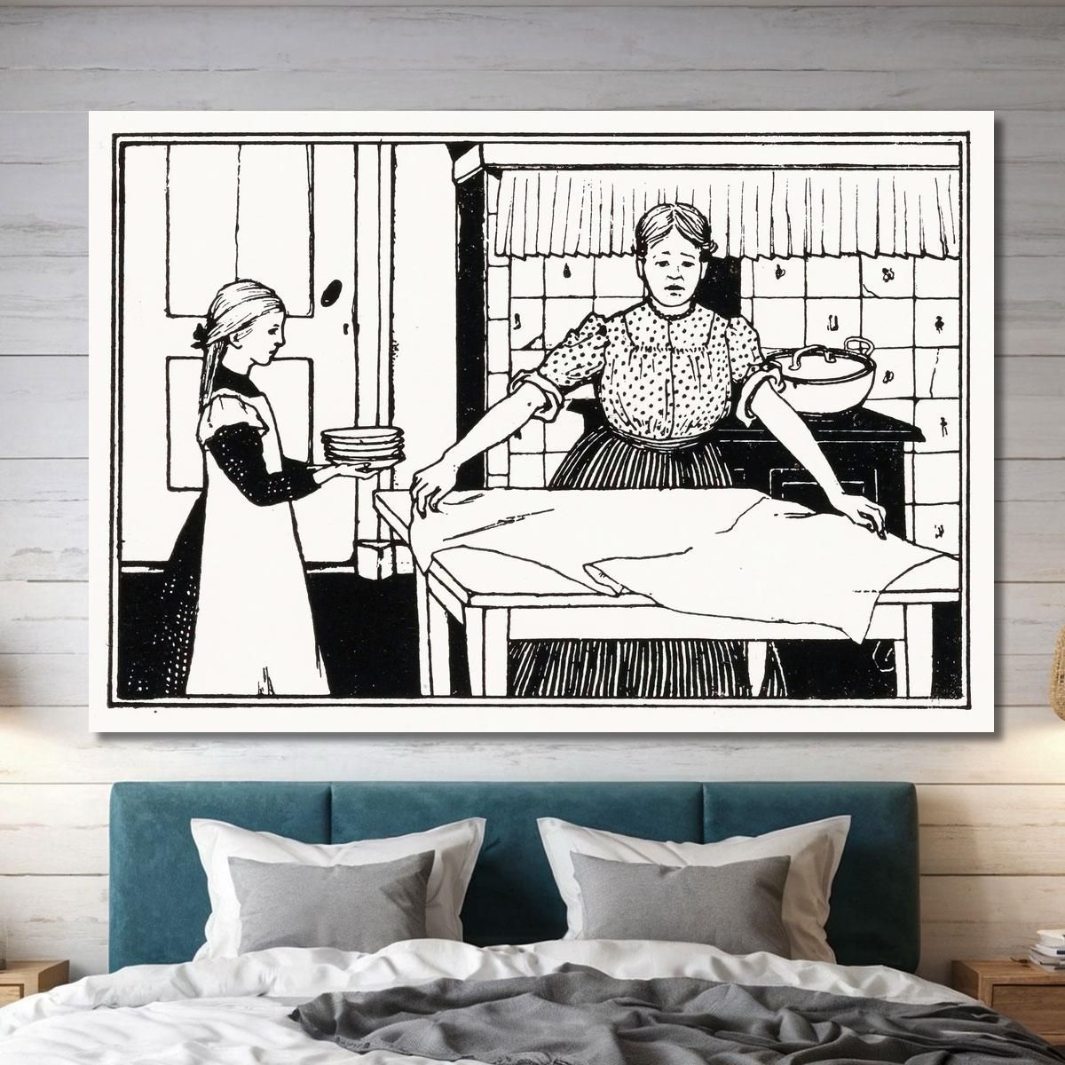 Woman And Girl Set A Table Julie de Graag jdg70 canvas print 