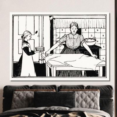 Woman And Girl Set A Table Julie de Graag jdg70 canvas print 