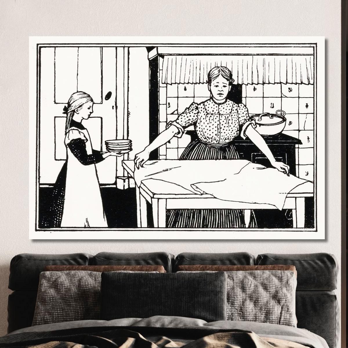 Woman And Girl Set A Table Julie de Graag jdg70 canvas print 