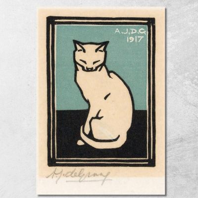 Sitting Cat With Closed Eyes Julie de Graag jdg75 canvas print 