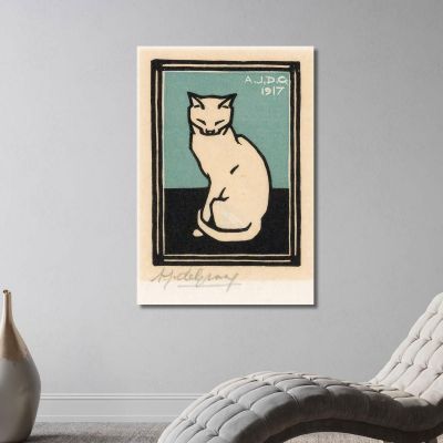 Sitting Cat With Closed Eyes Julie de Graag jdg75 canvas print 