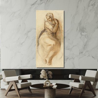 Study Of The Virgin Of The Last Judgment In The Sistine Chapel In Rome By Michelangelo Léon Bonnat lbn9 canvas print 