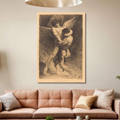 La Lutte De Jacob Jacob Wrestling With The Angel Léon Bonnat lbn15 canvas print 