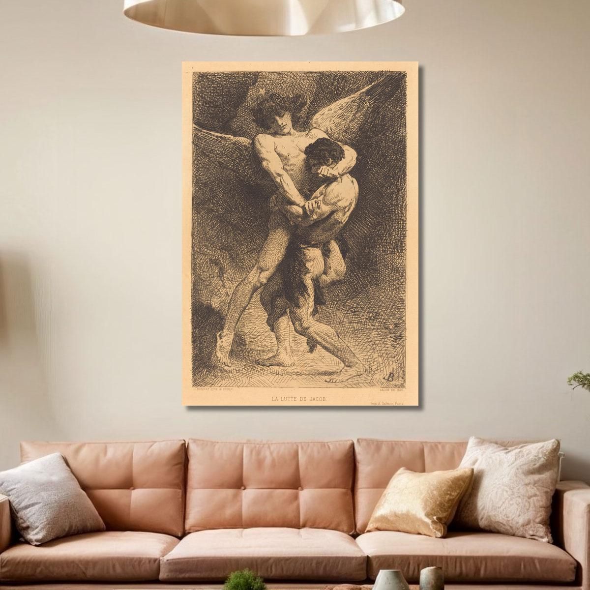 La Lutte De Jacob Jacob Wrestling With The Angel Léon Bonnat lbn15 canvas print 