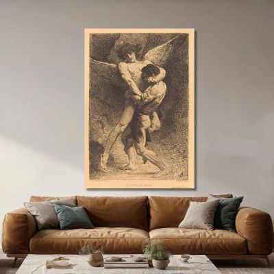 La Lutte De Jacob Jacob Wrestling With The Angel Léon Bonnat lbn15 canvas print 