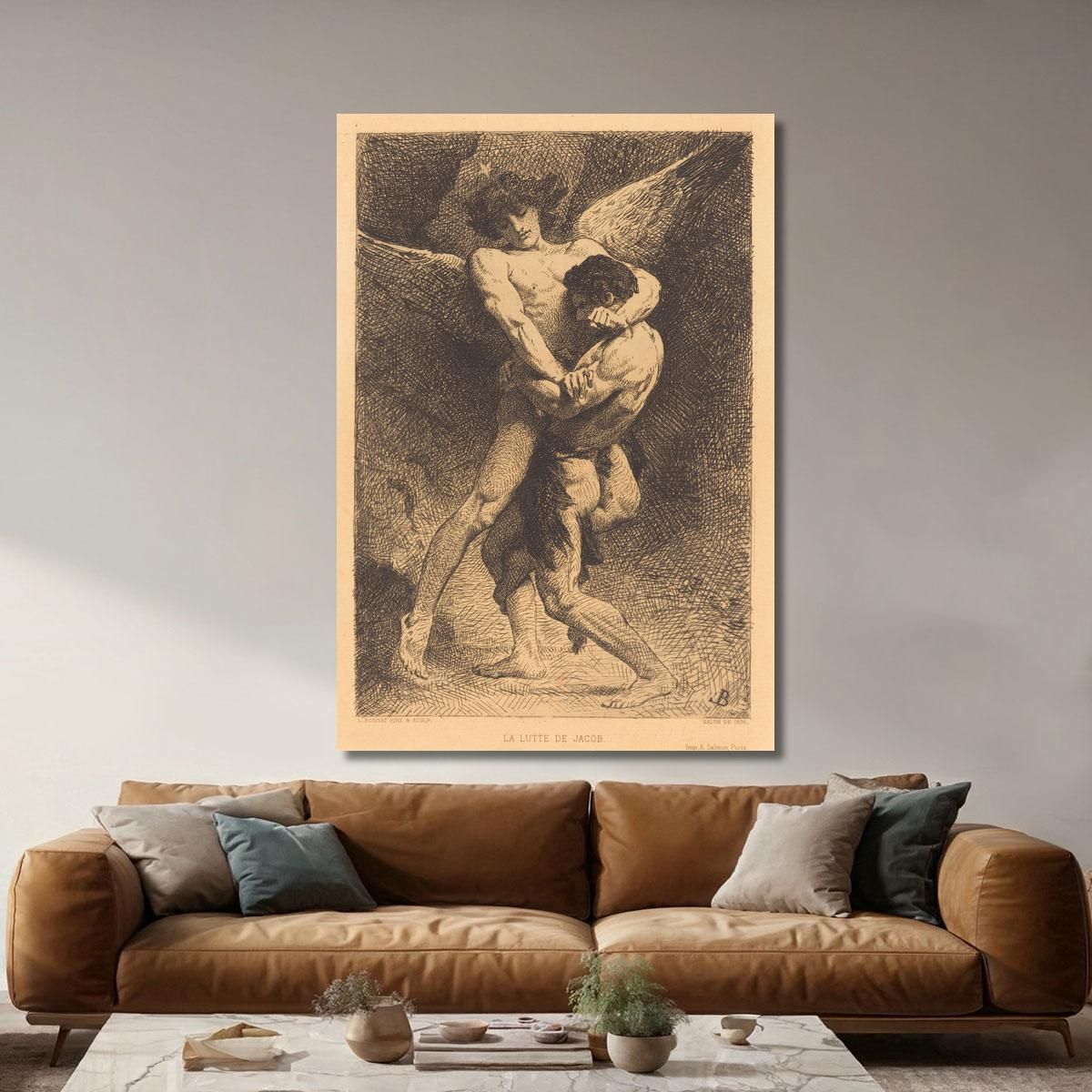 La Lutte De Jacob Jacob Wrestling With The Angel Léon Bonnat lbn15 canvas print 
