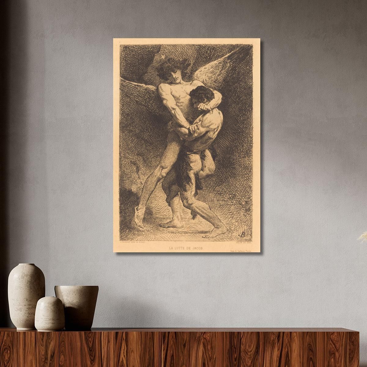La Lutte De Jacob Jacob Wrestling With The Angel Léon Bonnat lbn15 canvas print 