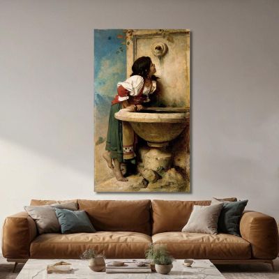 Roman Girl At A Fountain Léon Bonnat lbn35 canvas print 
