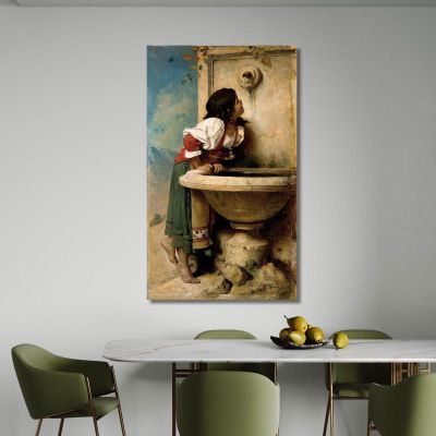 Roman Girl At A Fountain Léon Bonnat lbn35 canvas print 