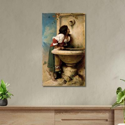 Roman Girl At A Fountain Léon Bonnat lbn35 canvas print 