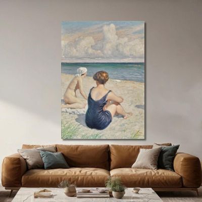 Bathers On The Beach Falsterbo Paul Fischer pfs4 canvas print 