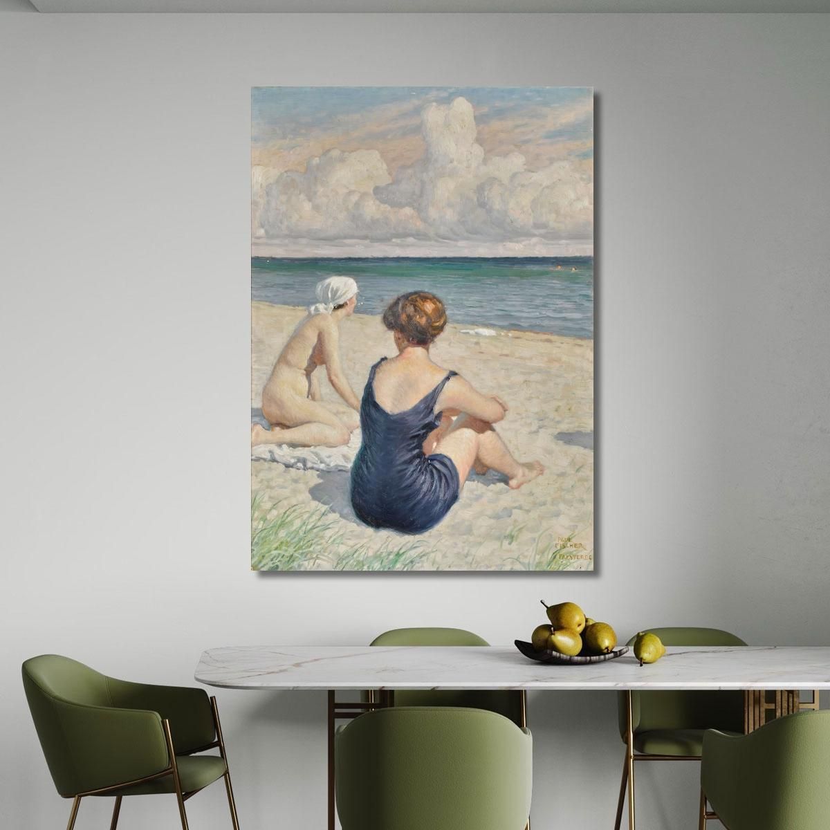 Bathers On The Beach Falsterbo Paul Fischer pfs4 canvas print 