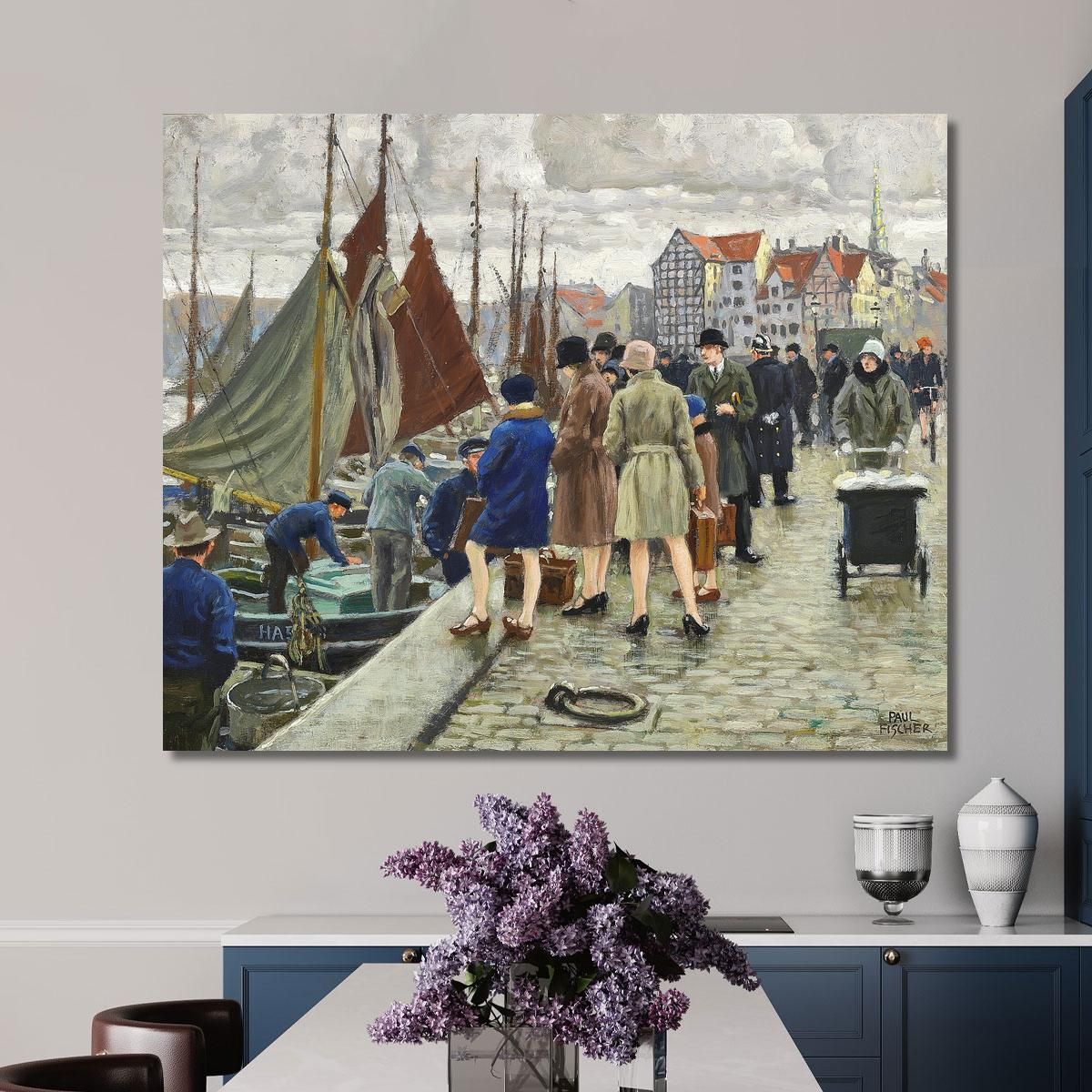 Elegant Ladies In Bell Hats Buy Fish Paul Fischer pfs8 canvas print 