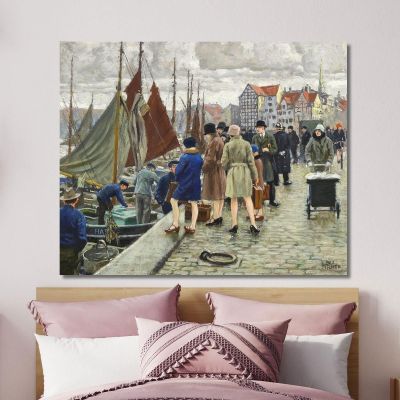 Elegant Ladies In Bell Hats Buy Fish Paul Fischer pfs8 canvas print 