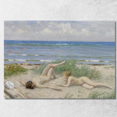 Girls On The Beach Båstad Paul Fischer pfs23 canvas print 