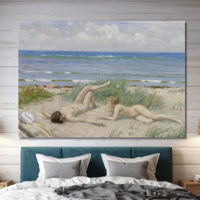 Girls On The Beach Båstad Paul Fischer pfs23 canvas print 