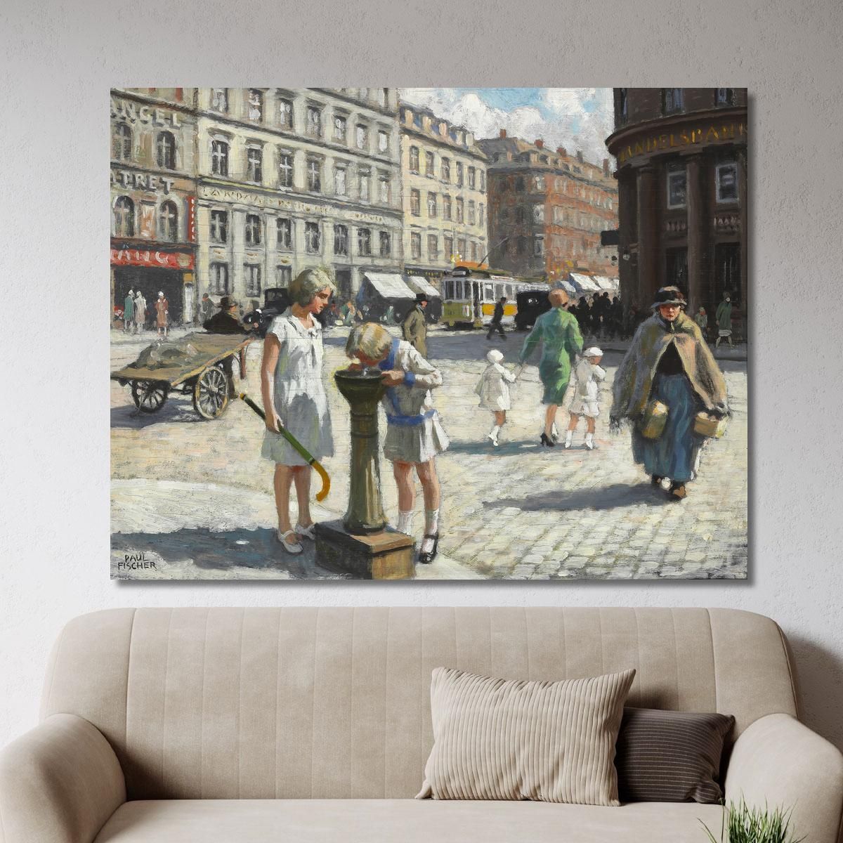 At The Trianglen In Copenhagen On A Hot Summer Day Paul Fischer pfs38 canvas print 