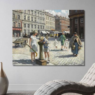 At The Trianglen In Copenhagen On A Hot Summer Day Paul Fischer pfs38 canvas print 