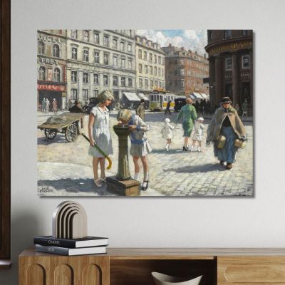 At The Trianglen In Copenhagen On A Hot Summer Day Paul Fischer pfs38 canvas print 