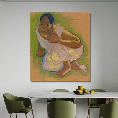Crouching Tahitian Woman Paul Gauguin pgg19 canvas print 