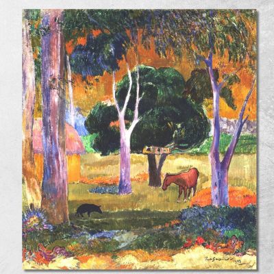 Landscape With A Pig And A Horse Hiva Oa Paul Gauguin pgg51 canvas print 