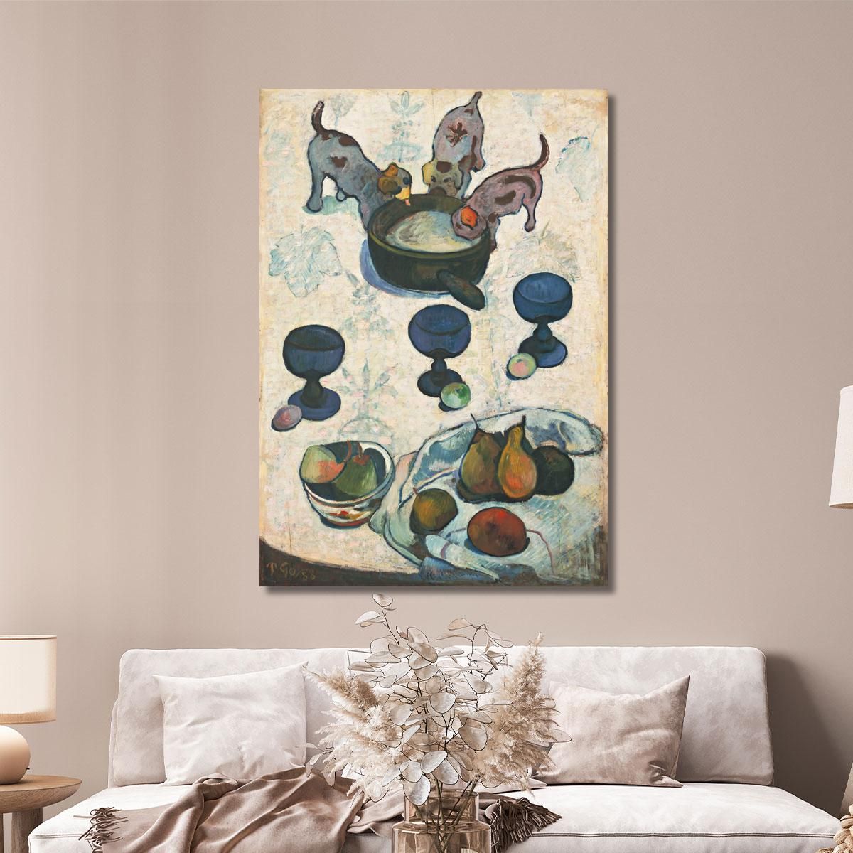 Still Life With Three Puppies Paul Gauguin pgg107 canvas print 