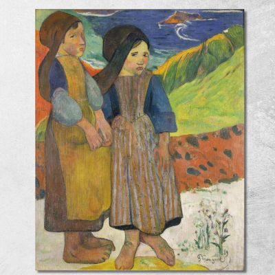 Two Breton Girls By The Sea Paul Gauguin pgg148 canvas print 