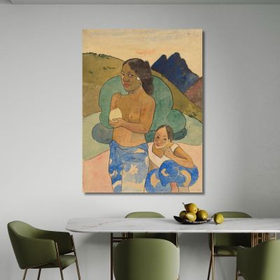 Two Tahitian Women In A Landscape Paul Gauguin pgg149 canvas print 