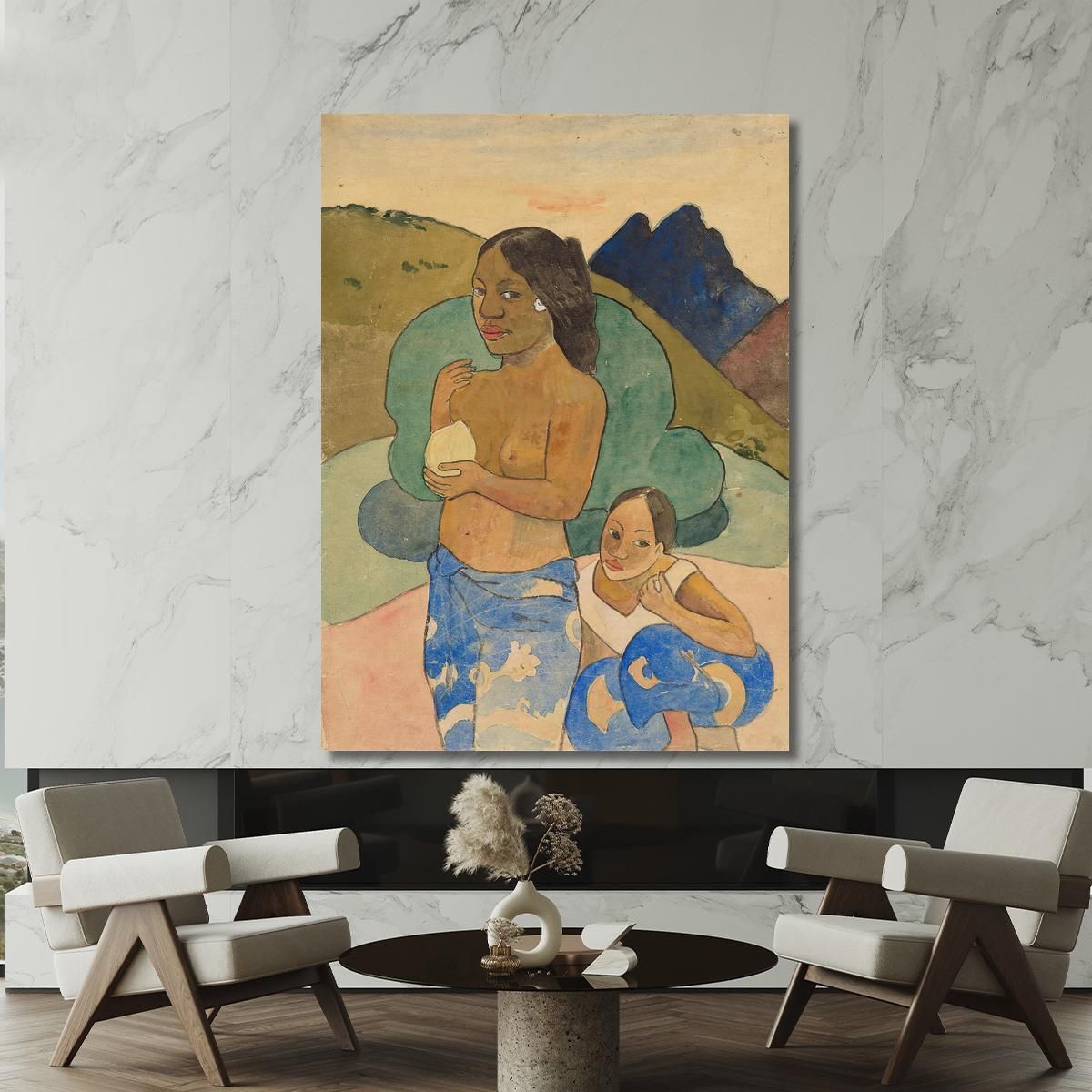 Two Tahitian Women In A Landscape Paul Gauguin pgg149 canvas print 