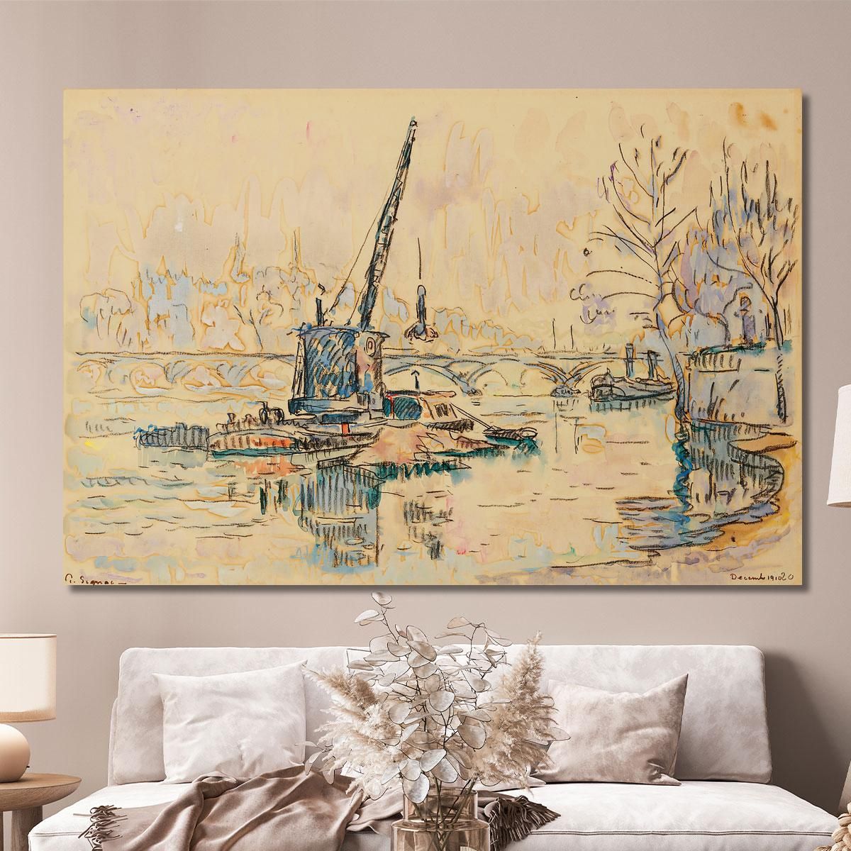 Paris The Seine At Quai Malaquais The Crane Paul Signac psn70 canvas print 