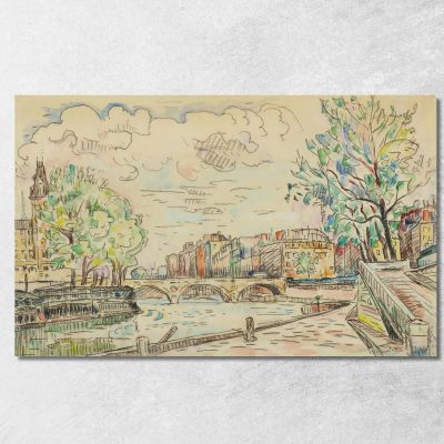 Paris The Louis Philippe Bridge Paul Signac psn74 canvas print 