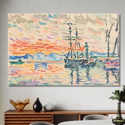 Saint-Tropez The Port At Sunset Paul Signac psn99 canvas print 