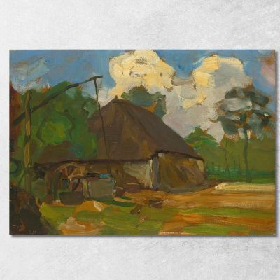 Farm Building With Well In Daylight Piet Mondrian pmn38 canvas print 