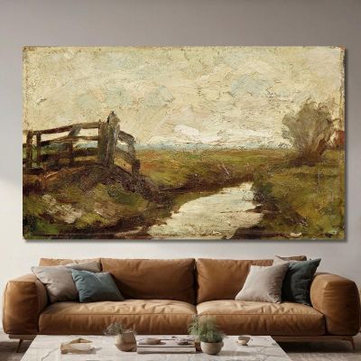 Irrigation Ditch With Wood Gate At Left Piet Mondrian pmn47 canvas print 