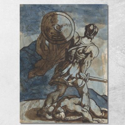 A Warrior Holding A Shield And Sword Seen From The Back Théodore Géricault tgr2 canvas print 