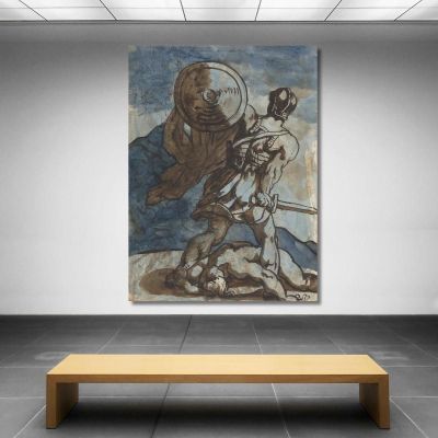 A Warrior Holding A Shield And Sword Seen From The Back Théodore Géricault tgr2 canvas print 