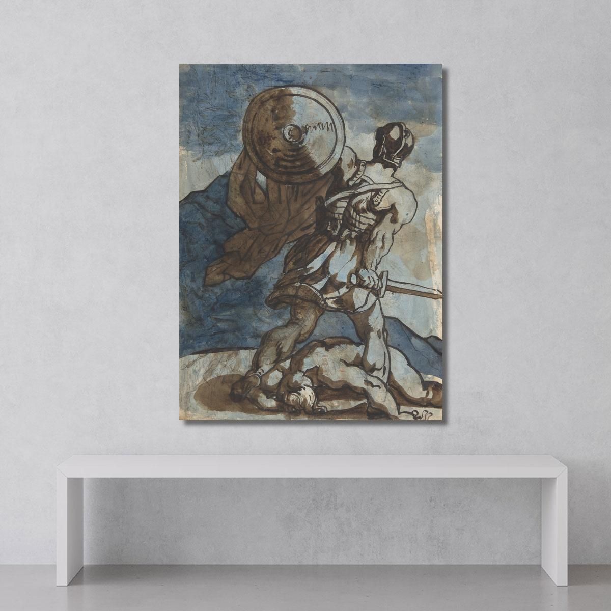 A Warrior Holding A Shield And Sword Seen From The Back Théodore Géricault tgr2 canvas print 