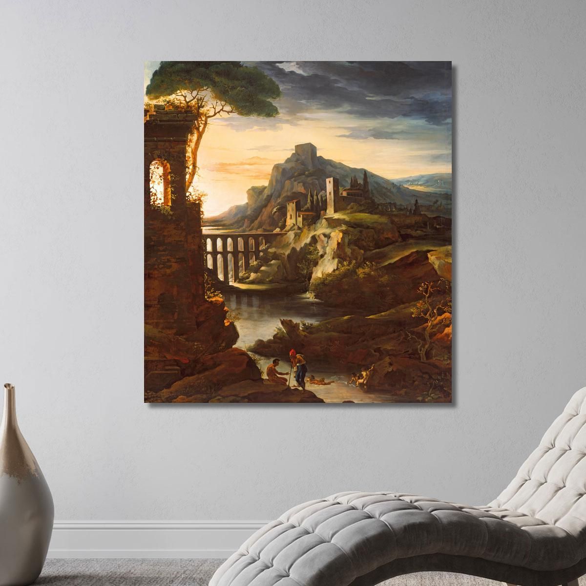 Evening Landscape With An Aqueduct Théodore Géricault tgr13 canvas print 