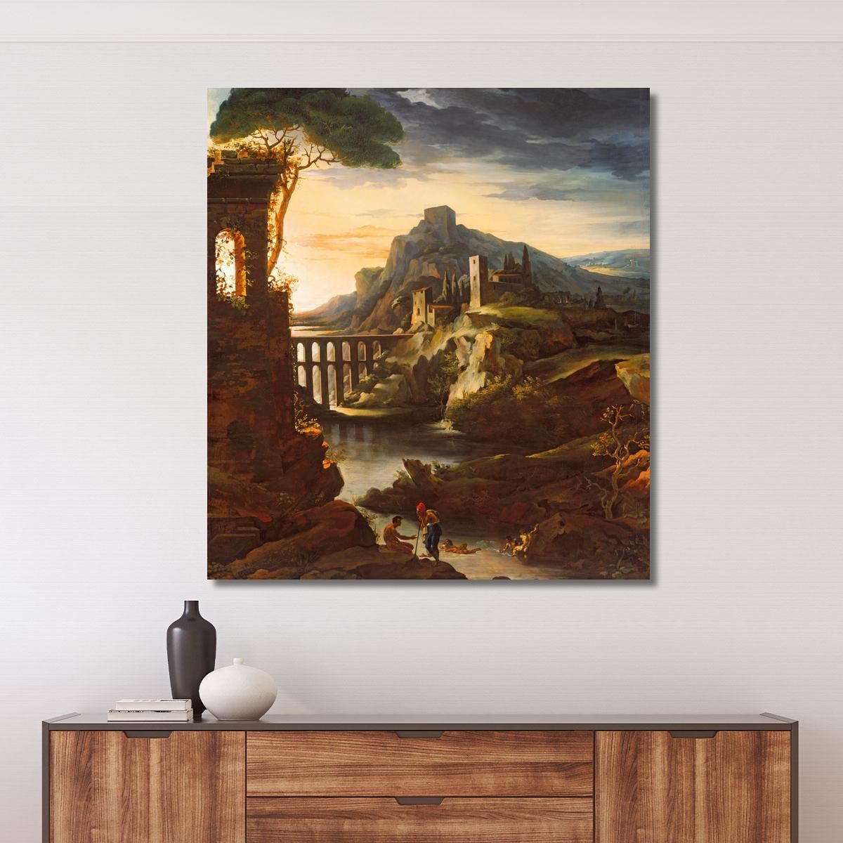 Evening Landscape With An Aqueduct Théodore Géricault tgr13 canvas print 