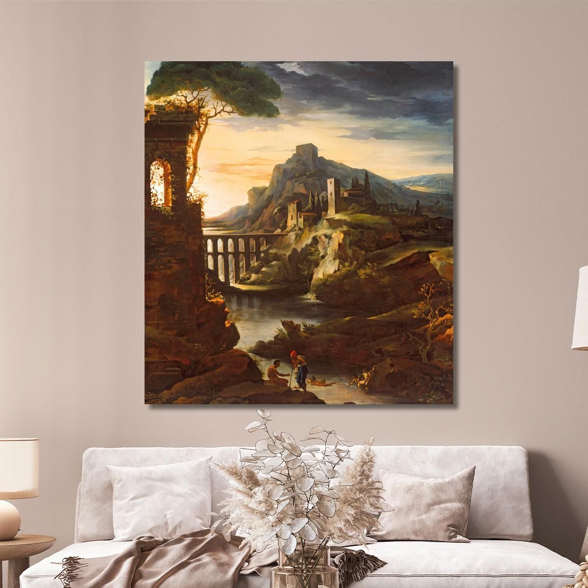 Evening Landscape With An Aqueduct Théodore Géricault tgr13 canvas print 