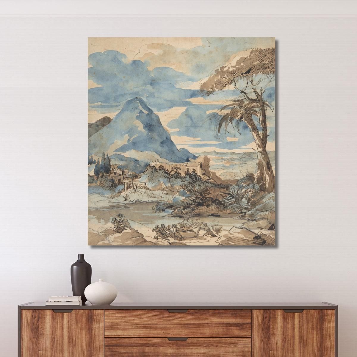 Landscape With Fishermen Théodore Géricault tgr21 canvas print 