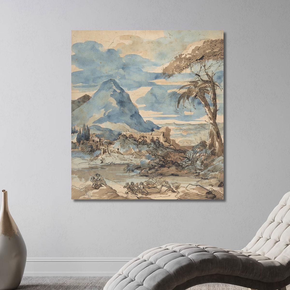 Landscape With Fishermen Théodore Géricault tgr21 canvas print 