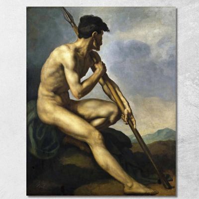 Nude Warrior With A Spear Théodore Géricault tgr31 canvas print 