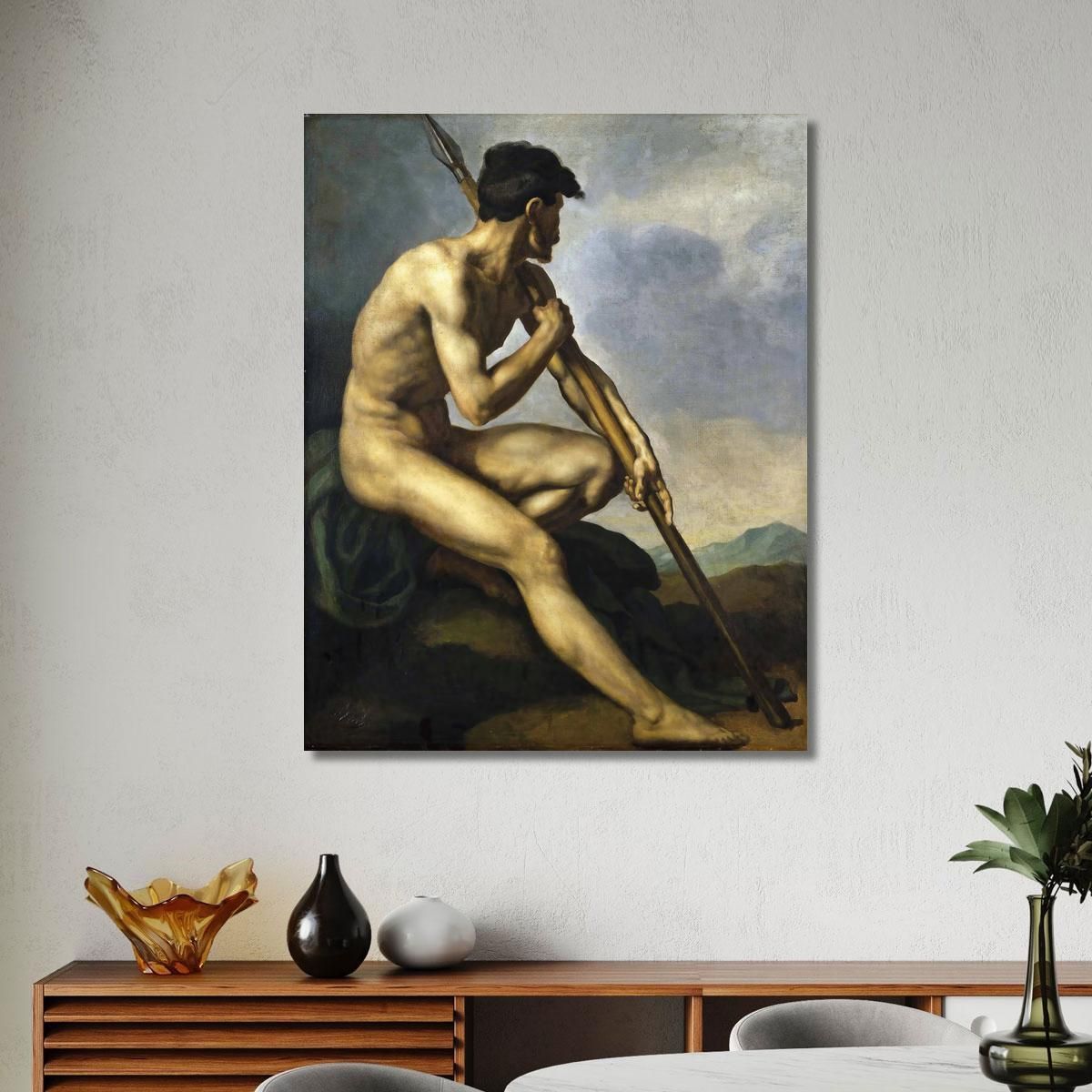 Nude Warrior With A Spear Théodore Géricault tgr31 canvas print 