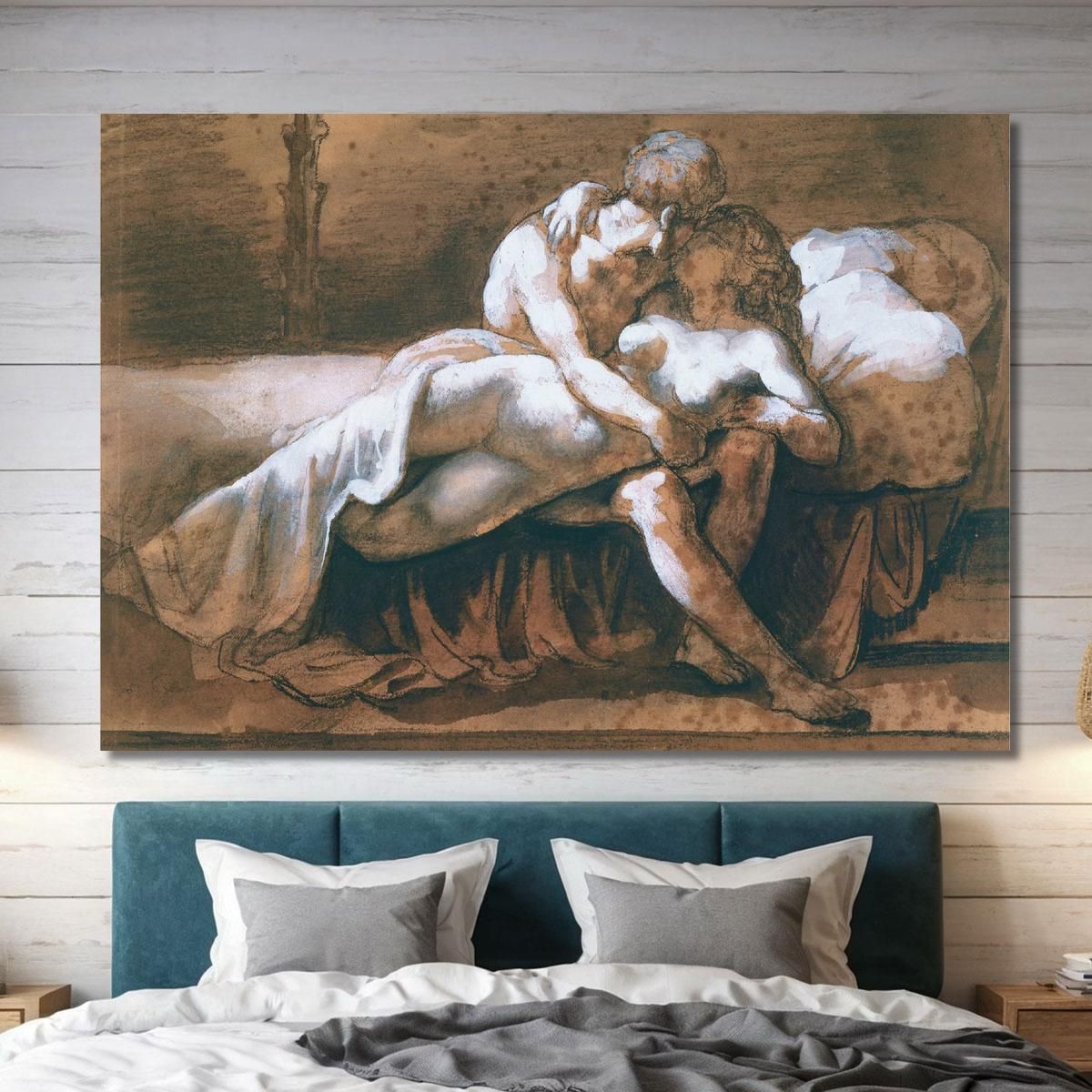 The Kiss Charcoal Sepia Wash And White Gouache On Paper Théodore Géricault tgr49 canvas print 