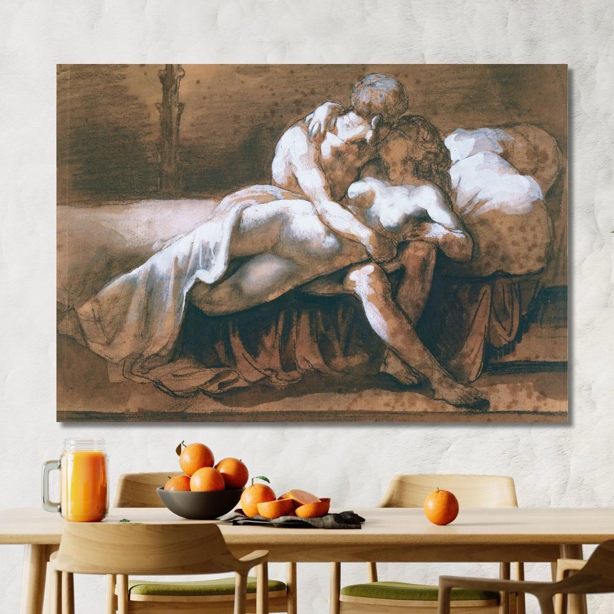 The Kiss Charcoal Sepia Wash And White Gouache On Paper Théodore Géricault tgr49 canvas print 