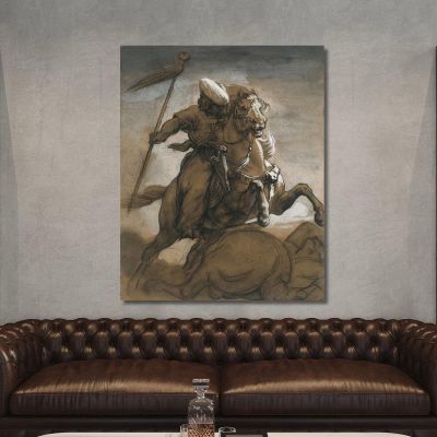 Turkish Cavalier In Combat Théodore Géricault tgr60 canvas print 