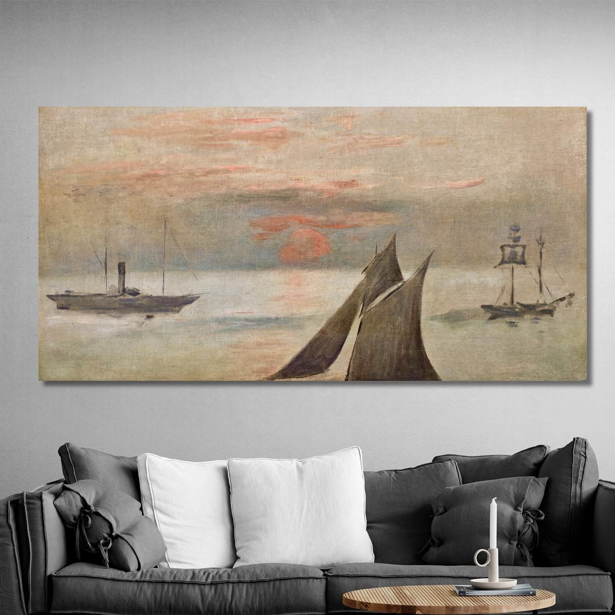 Boats At Sea Sunset Édouard Manet emt17 canvas print 