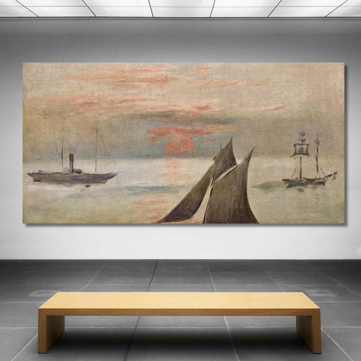 Boats At Sea Sunset Édouard Manet emt17 canvas print 