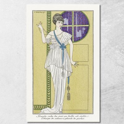 Costumes Parisiens No. 84 Large Evening Dress From Journal Des Dames Et Des Modes George Barbier gbb29 canvas print 